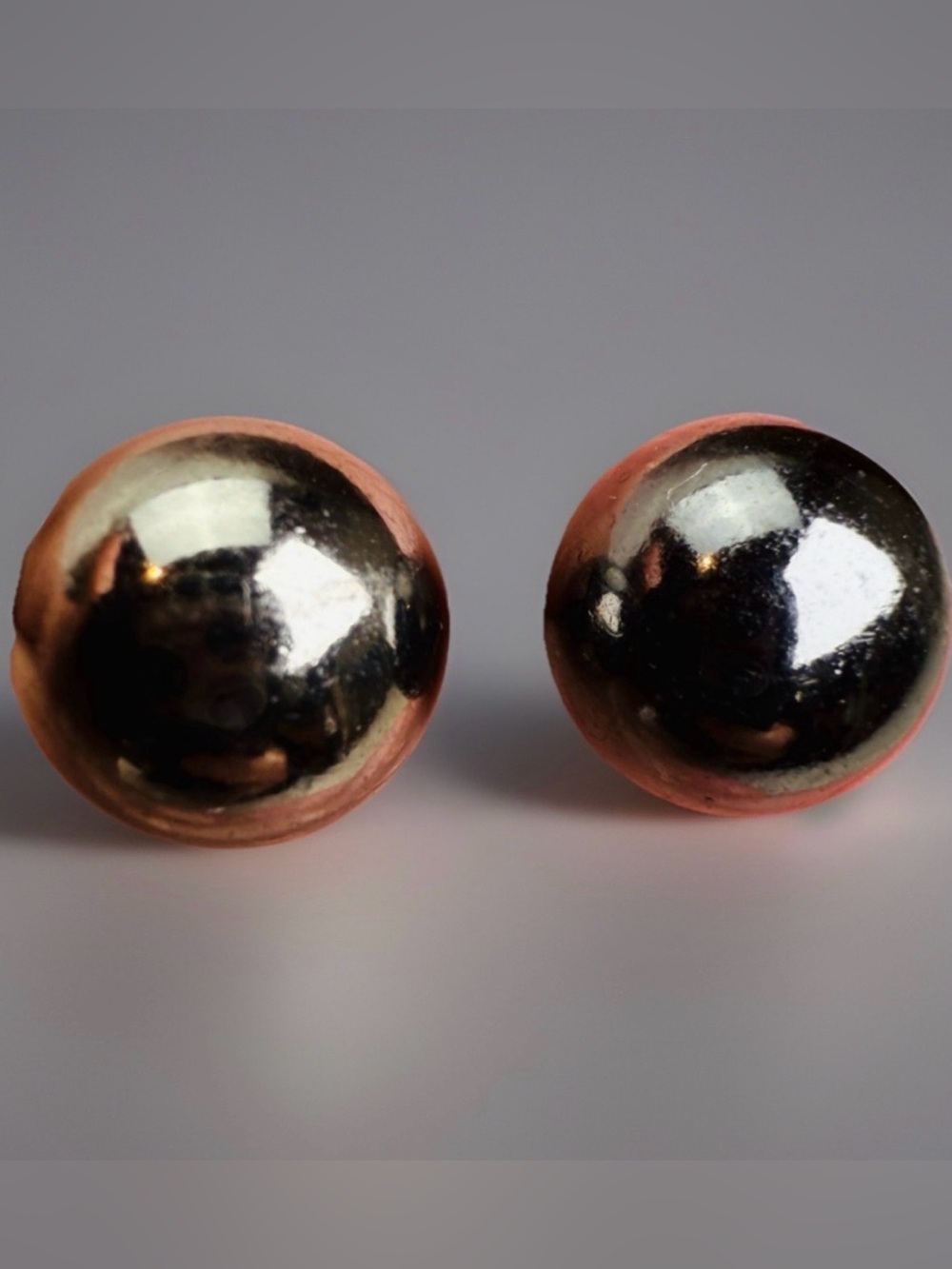 Polished Metallic Ball Stud Earrings - Rose Gold & Silver